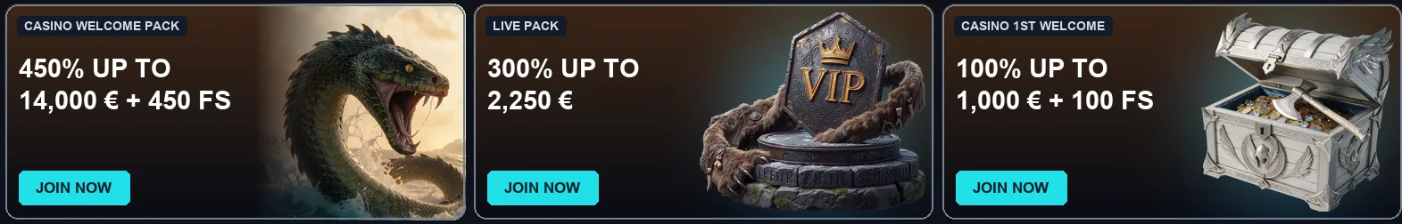 Norse Mania Casino — Casino Welcome Pack, Live Pack and Casino 1st Welcome bonuses